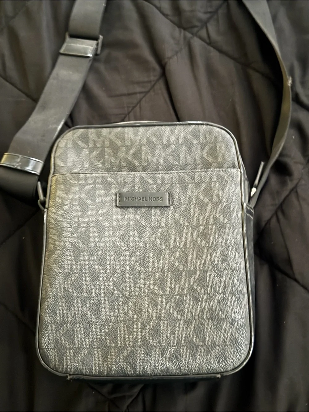 Michael Kors Gray/Black Signature MK Messenger Crossbody
